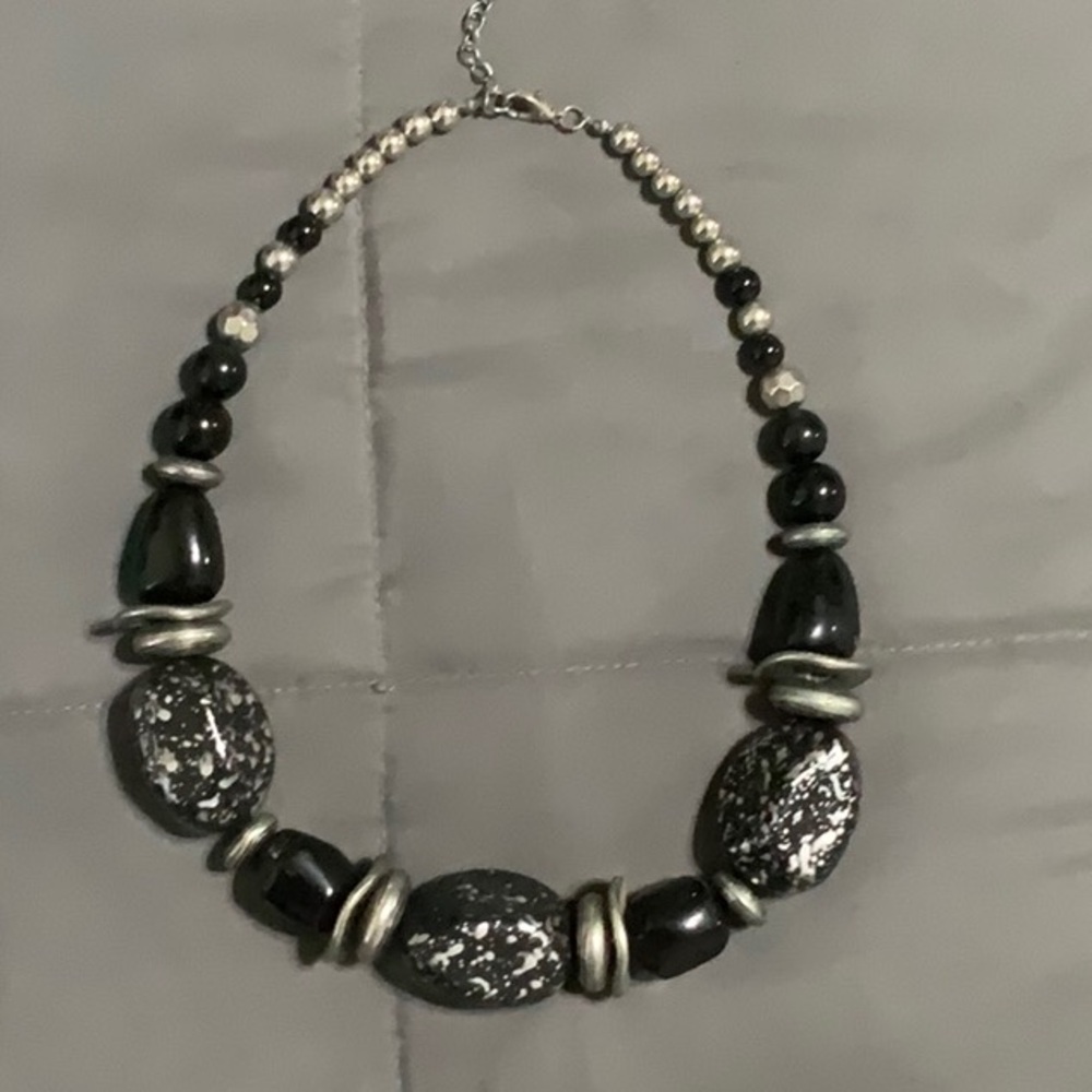 Black And Silver Chunky Necklace
